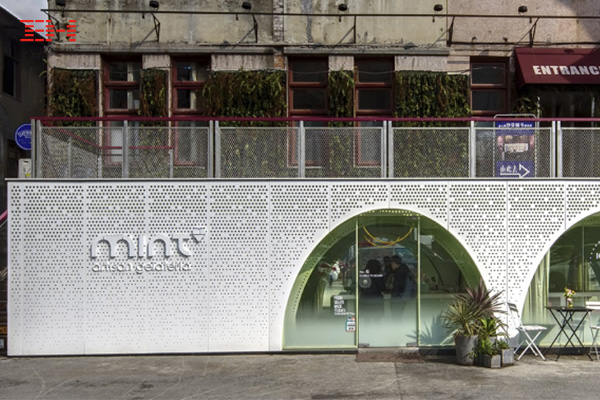 店鋪裝飾穿孔鋁單板，重慶TESTBED2二廠文創(chuàng)園Mint冰激凌店